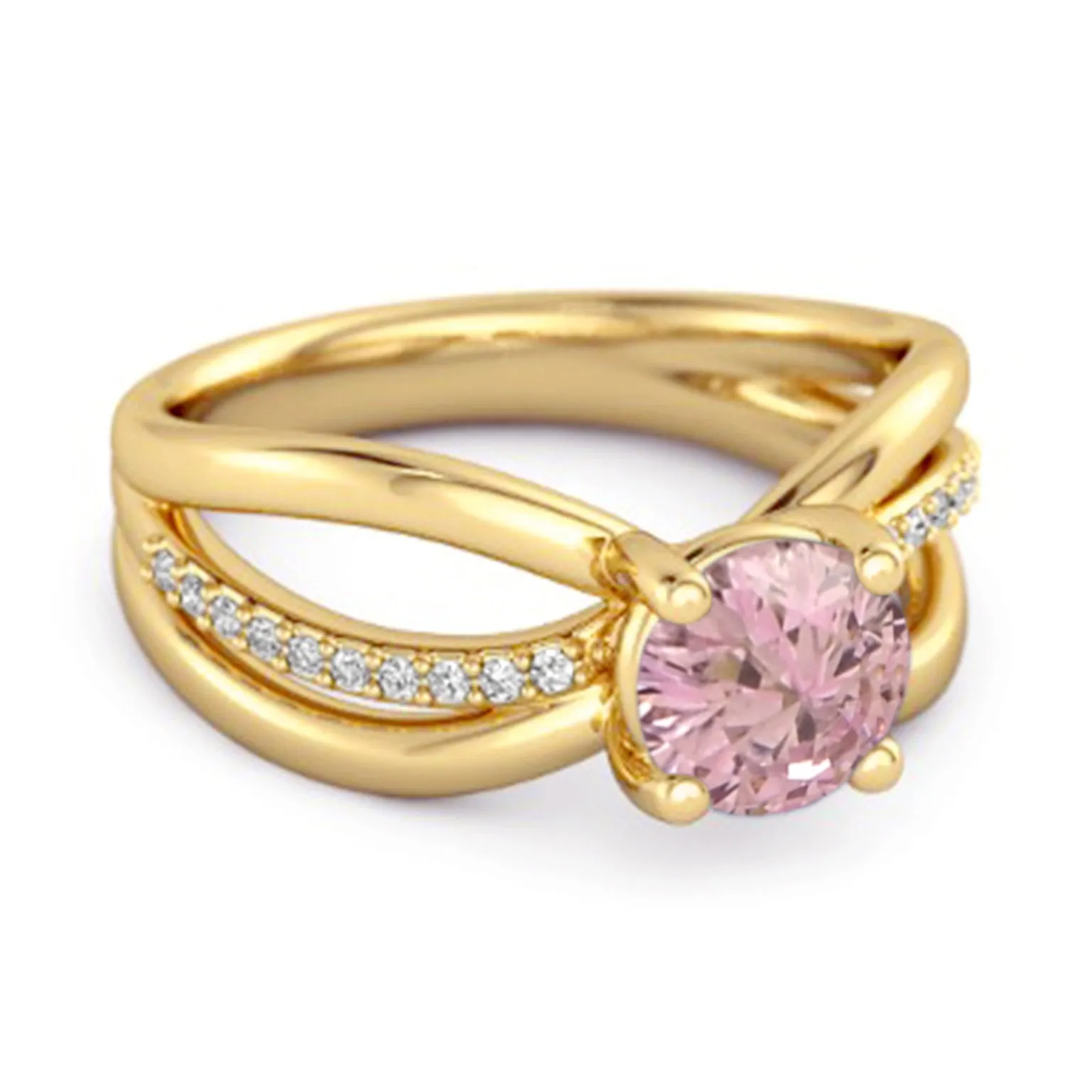 Stackable 3 Band 925 Sterling Silver 0.25 Ctw Pink Zirconia Women Ring